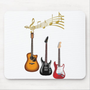 guitarras electricas con partituras musicales mouse mat