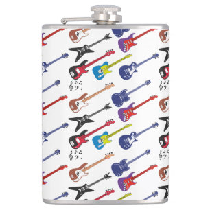 Guitars and Music Notes Hip Flask