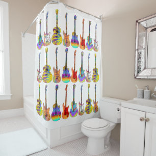 Guitars Colorful Pattern Shower Curtain