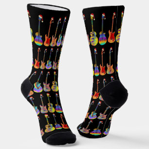 Guitars Colorful Teen Christmas Socks