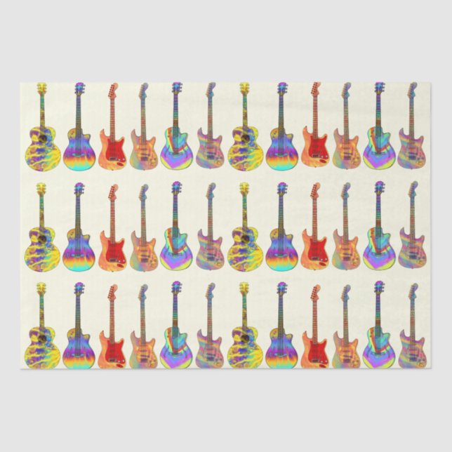 Guitars Colourful Pattern Tissue Paper (Front)