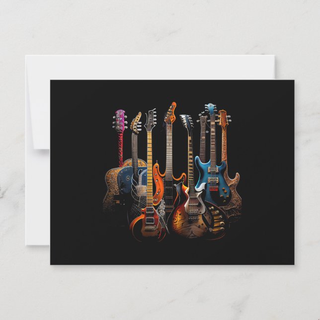 Guitars guitarists gift magnetic invitation (Front)
