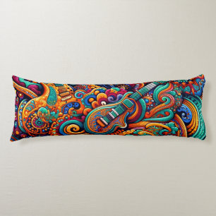 Guitars in mandala batik style body cushion