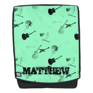 Guitars Rock Black White with Name G Backpack