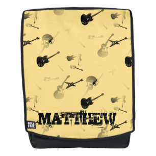 Guitars Rock Black White with Name Y Backpack