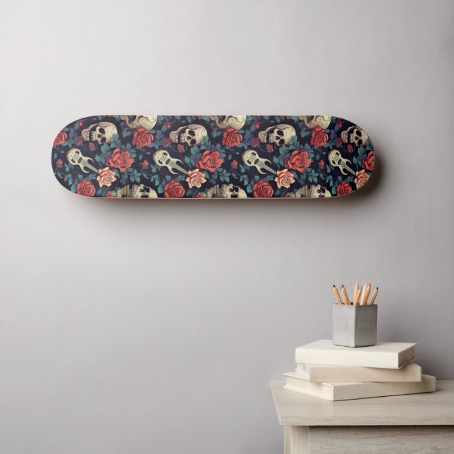 Guitars, Skulls, and Roses Skateboard (Wall Art (Horz))