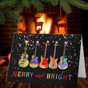 Guitars Wearing Santa Hats Holiday Card