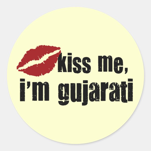 Gujrati Kiss Classic Round Sticker (Front)