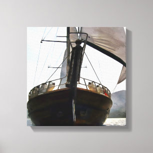 Gulet Under Sail Sailing Acrylic Painting Canvas Print
