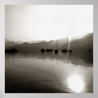 Gulets Ethereal In Grey Sailboat Painting Poster