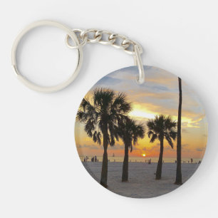 Gulf Beach Sunset with Address Key Ring