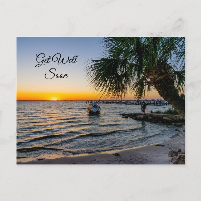 Gulf Breeze Florida Sunset Get Well Postcard (Front)