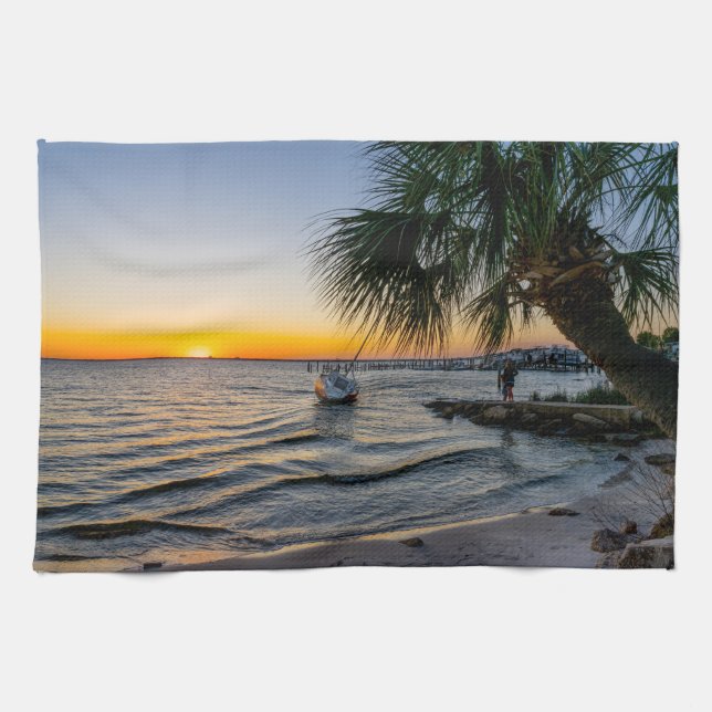 Gulf Breeze Florida Sunset Kitchen Towel (Horizontal)