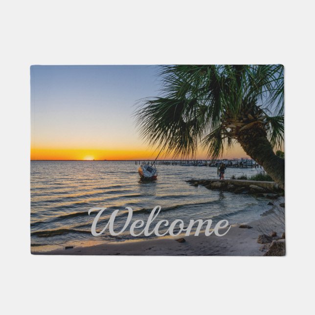 Gulf Breeze Florida Sunset Welcome Doormat (Front)