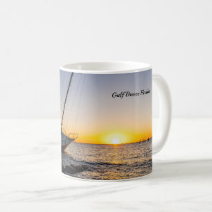 Gulf Breeze Sailboat And Jetty Sunset Coffee Mug