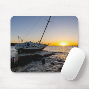 Gulf Breeze Sailboat And Jetty Sunset Mousepad