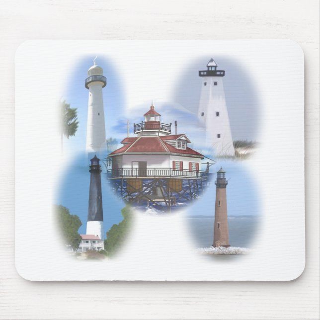 Gulf Coast lighthouses Mouse Mat (Front)