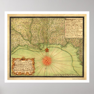 Gulf Coast Of USA Map 1747 Poster