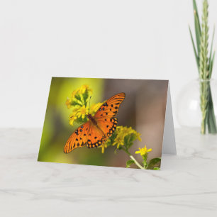 Gulf Fritillary aka Passion Butterfly on Goldenrod Card