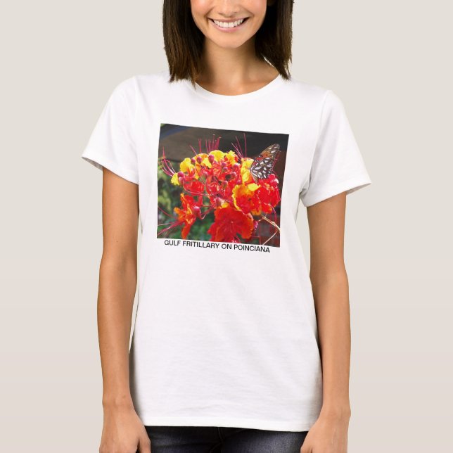 GULF FRITILLARY ON POINCIANA T-Shirt (Front)