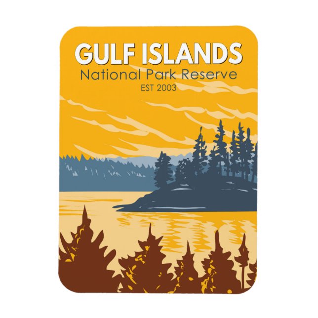 Gulf Islands National Park Reserve Canada Vintage  Magnet (Vertical)