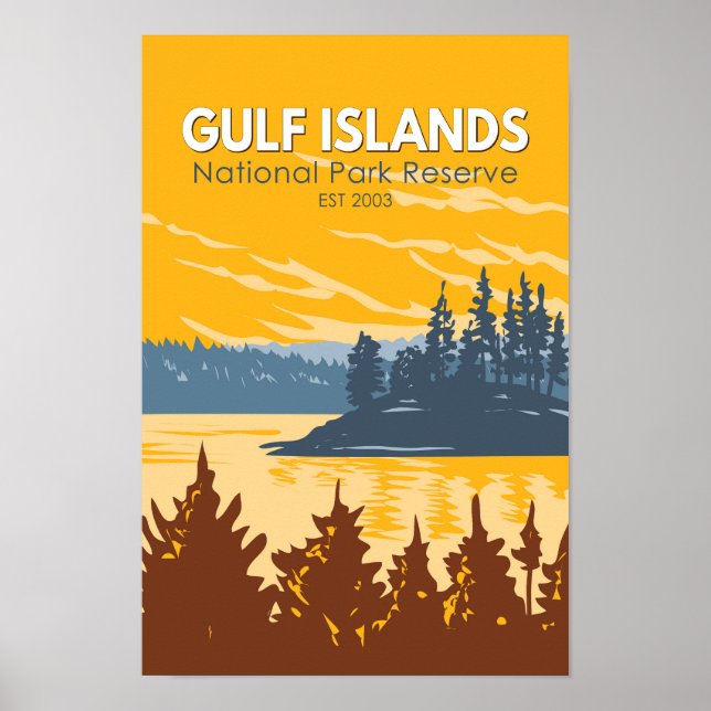 Gulf Islands National Park Reserve Canada Vintage Poster (Front)