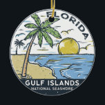 Gulf Islands National Seashore Florida Vintage Ceramic Tree Decoration<br><div class="desc">Gulf Islands National Seashore hand drawn illustration with palm trees and waves in the background. Perfect for anyone who loves to visit Gulf Islands National Seashore.</div>
