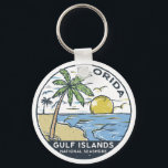 Gulf Islands National Seashore Florida Vintage Key Ring<br><div class="desc">Gulf Islands National Seashore hand drawn illustration with palm trees and waves in the background. Perfect for anyone who loves to visit Gulf Islands National Seashore.</div>