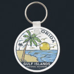 Gulf Islands National Seashore Florida Vintage Key Ring<br><div class="desc">Gulf Islands National Seashore hand drawn illustration with palm trees and waves in the background. Perfect for anyone who loves to visit Gulf Islands National Seashore.</div>