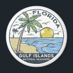 Gulf Islands National Seashore Florida Vintage Magnet<br><div class="desc">Gulf Islands National Seashore hand drawn illustration with palm trees and waves in the background. Perfect for anyone who loves to visit Gulf Islands National Seashore.</div>