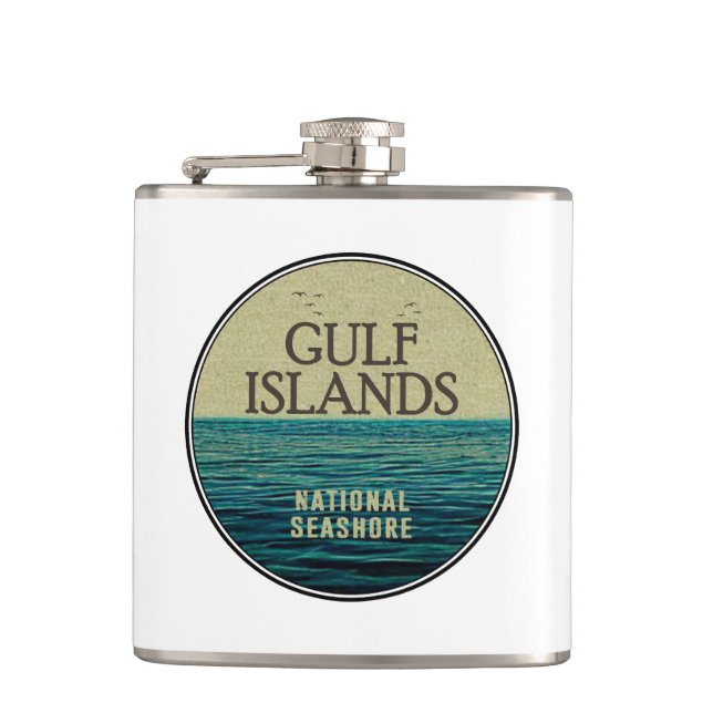 Gulf Islands National Seashore Ocean Birds Hip Flask (Front)
