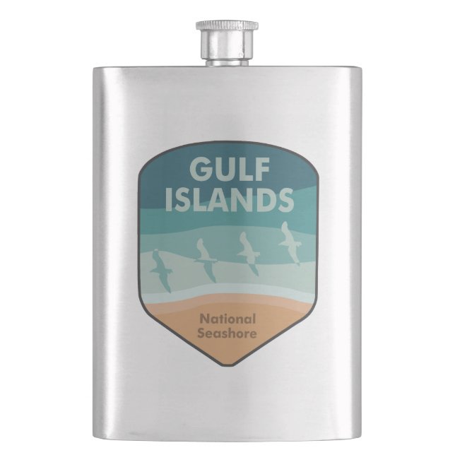 Gulf Islands National Seashore Seagulls Hip Flask (Front)