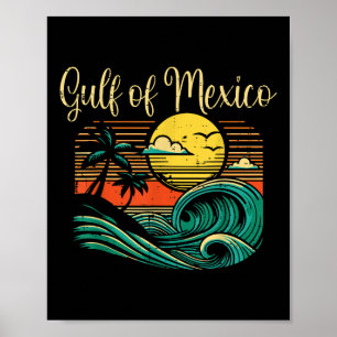 Gulf Mexico Beach Waves Vintage Surf Tropical Wome Poster