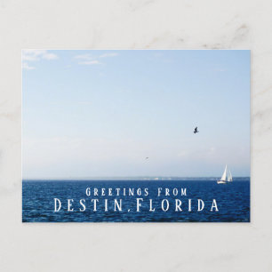 Gulf Ocean and Sailboat Greetings Destin Florida  Postcard