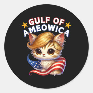 Gulf Of Ameowica America Mexico Trump Hair Cat Kit Classic Round Sticker