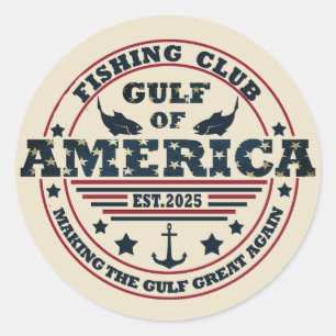 Gulf of America fishing club American patriotic Classic Round Sticker
