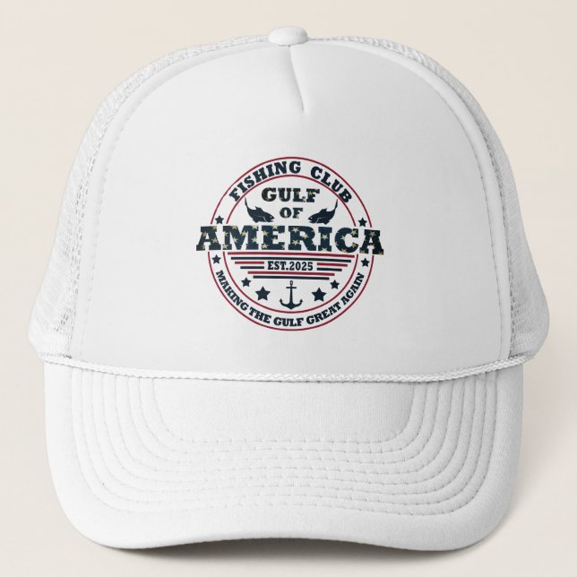 Gulf of America fishing club American patriotic Trucker Hat (Front)