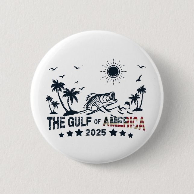 Gulf of America fishing patriotic American flag 6 Cm Round Badge (Front)