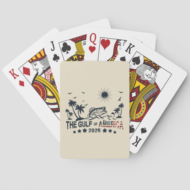 Gulf of America fishing Patriotic American flag Playing Cards (Back)