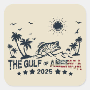 Gulf of America fishing  patriotic American flag Square Sticker