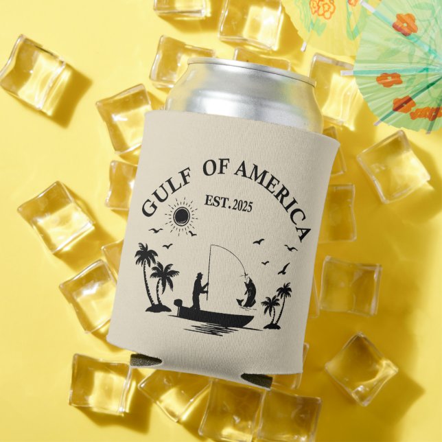 Gulf of America fishing pole American patriotic Can Cooler (In Situ Summer)