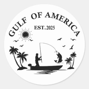 Gulf of America fishing pole American patriotic Classic Round Sticker