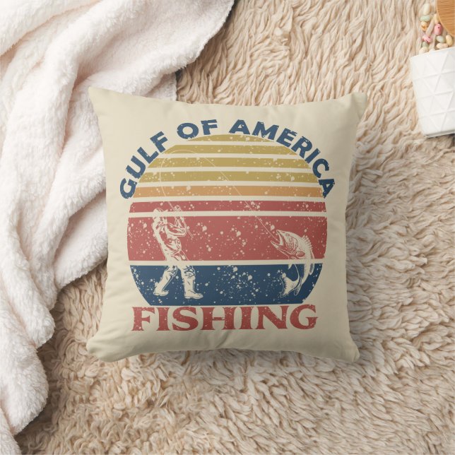Gulf of America fishing pole American patriotic Cushion (Blanket)