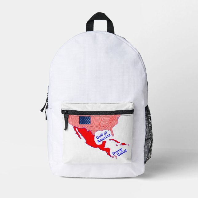 Gulf of America, Trump Canal Knap Sack Printed Backpack (Front)