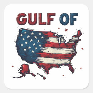 Gulf of America USA Map Trump USA Gulf of Mexico Square Sticker
