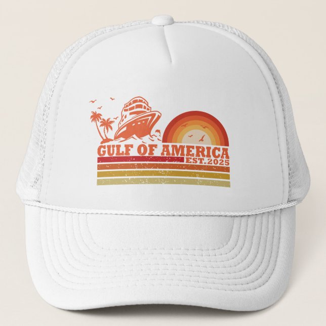 Gulf of America vintage American patriotic Trucker Hat (Front)
