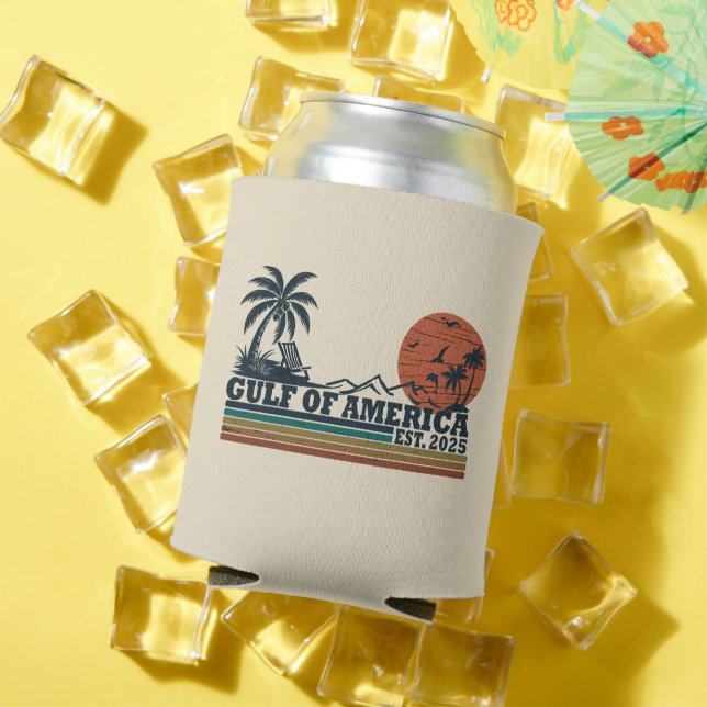 Gulf of America vintage patriotic design Can Cooler (In Situ Summer)