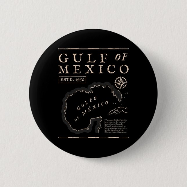Gulf Of Mexico 1672 Historic Map  6 Cm Round Badge (Front)