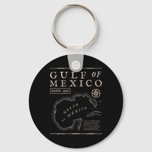 Gulf Of Mexico 1672 Historic Map Key Ring