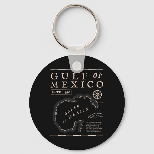 Gulf Of Mexico 1672 Historic Map  Key Ring (Front)